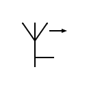 Symbol of directional antenna fixed in azimuth with horizontal polarization