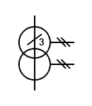 Symbol of the dual current transformer with the same core