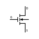 Symbol of MOSFET transistor, Enhancement type, 3 terminals
