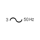 Symbol of the three-phasic current at a frequency of 50Hz