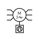 Three-phase electric motor with fan symbol