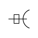 Symbol of the parabolic antenna with rectangular wave guide