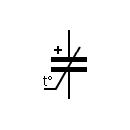 Polarized capacitor sensible to temperature symbol