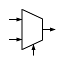 Multiplexer, 2 in 1 out symbol