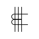 Current transformer with three primary conductors symbol