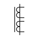 Current transformer with two secondary windings on a core symbol