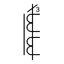 Symbol of the current transformer with two secondary windings on a single core and three primary
