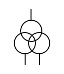 Transformer with three windings symbol