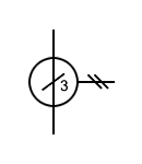 Current transformer with three conductors symbol