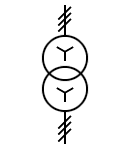 Three-phase transformer with star / star connection symbol