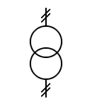 Single-phase transformer with separate windings symbol