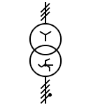 Symbol of three-phase transformer with star / zigzag connection and neutral output