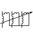 Three phase transformer with regulation of induction symbol