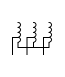 Autotransformer with three phase star connections symbol