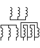 Symbol of three-phase transformer with star / delta connection