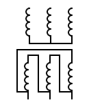 Symbol of three-phase Transformer with star/delta connection