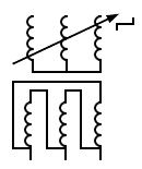Symbol of three-phase transformer with star / delta connection with a tap changer