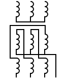 Symbol of three-phase transformer with wye / zig zag connections and neutral output