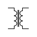 Transformer with laminated core symbol