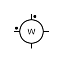 Symbol of the wattmeter indicating terminal voltage and current