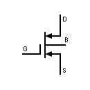 Symbol of MOSFET transistor, enhancement type 4 terminals