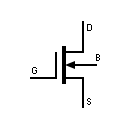 Symbol of MOSFET transistor, depletion type, 4 terminals