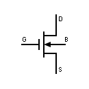 Symbol of transistor, type depletion, 4 terminals