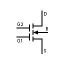 MOSFET transistor symbol type enrichment, 2 doors and 5 terminals