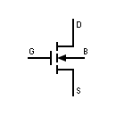 Symbol of MOSFET transistor, enhancement type, 4 terminals
