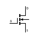 Symbol of MOSFET transistor, Enhancement type, 3 terminals