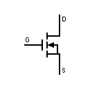 Symbol of MOSFET transistor, enhancement substrate type bound to the supplier, 3 terminals