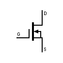 Symbol of MOSFET transistor, enhancement substrate type bound to the supplier, 3 terminals