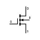 Symbol of MOSFET transistor, enhancement type 4 terminals