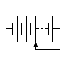 Symbol of the battery with connection of mobile voltage