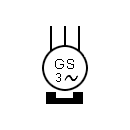 Symbol of the three phase synchronous generator with permanent magnet 