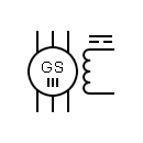 Symbol of the three phase synchronous generator with access to each winding