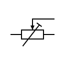 Symbol of the potentiometer with moving contact and default settings