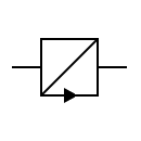 Telegraph repeater, one-way simplex symbol